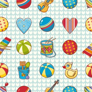 Seamless modeli. Bebek oyuncak. Karikatür tarzı. Soyut 