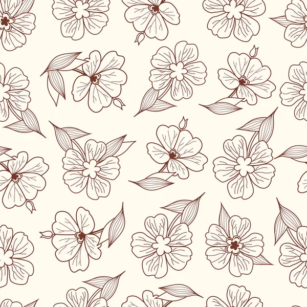 Blumenmuster. nahtloses Muster. botanische Zierde. Monochrome Textur. — Stockvektor