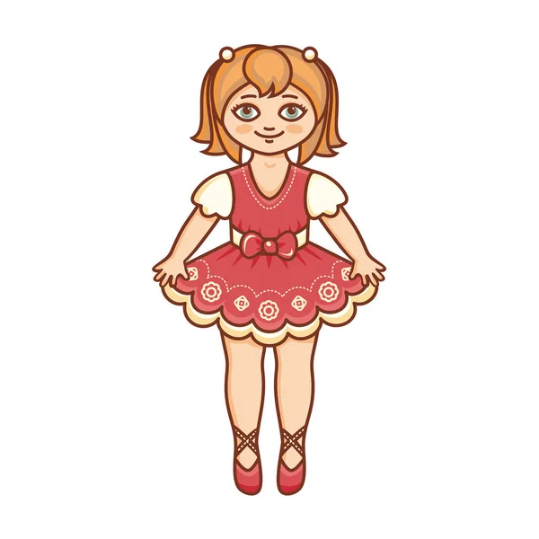Een kleine ballerina in een mooie jurk. Vectorillustratie — Stockvector