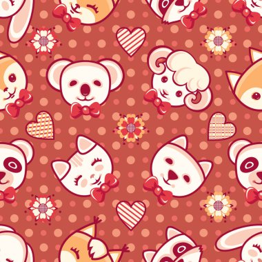 Sevimli küçük hayvan. Seamless modeli. Renkli arka plan ile karakterler