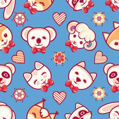 Sevimli hayvanlar. Seamless modeli. Renkli arka plan ile karakterler