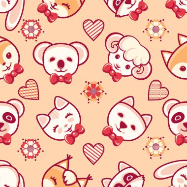 Sevimli hayvanlar. Seamless modeli. Renkli arka plan ile karakterler