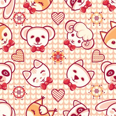 Sevimli hayvanlar. Seamless modeli. Renkli arka plan ile karakterler