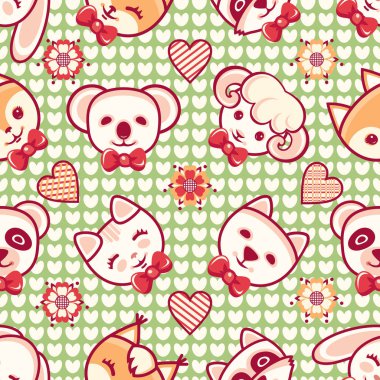 Sevimli hayvanlar. Seamless modeli. Renkli arka plan ile karakterler