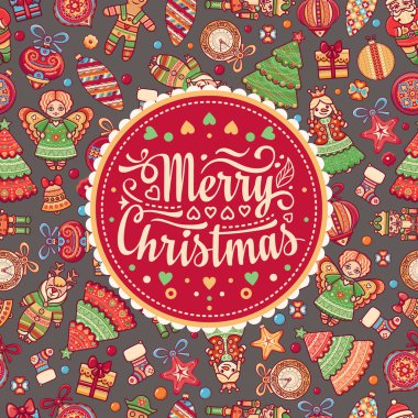 Noel. Tebrik Kartpostalı. Dekor için renkli vektör çizimler