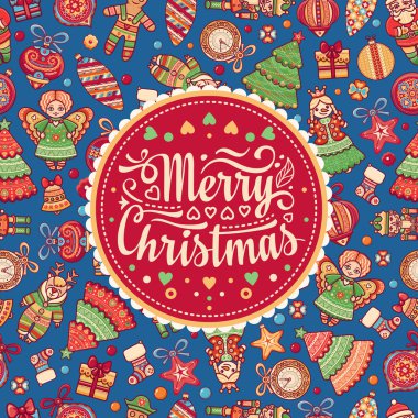 Noel. Tebrik Kartpostalı. Dekor için renkli vektör çizimler