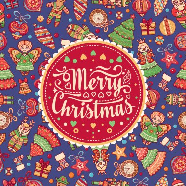 Noel. Tebrik Kartpostalı. Dekor için renkli vektör çizimler