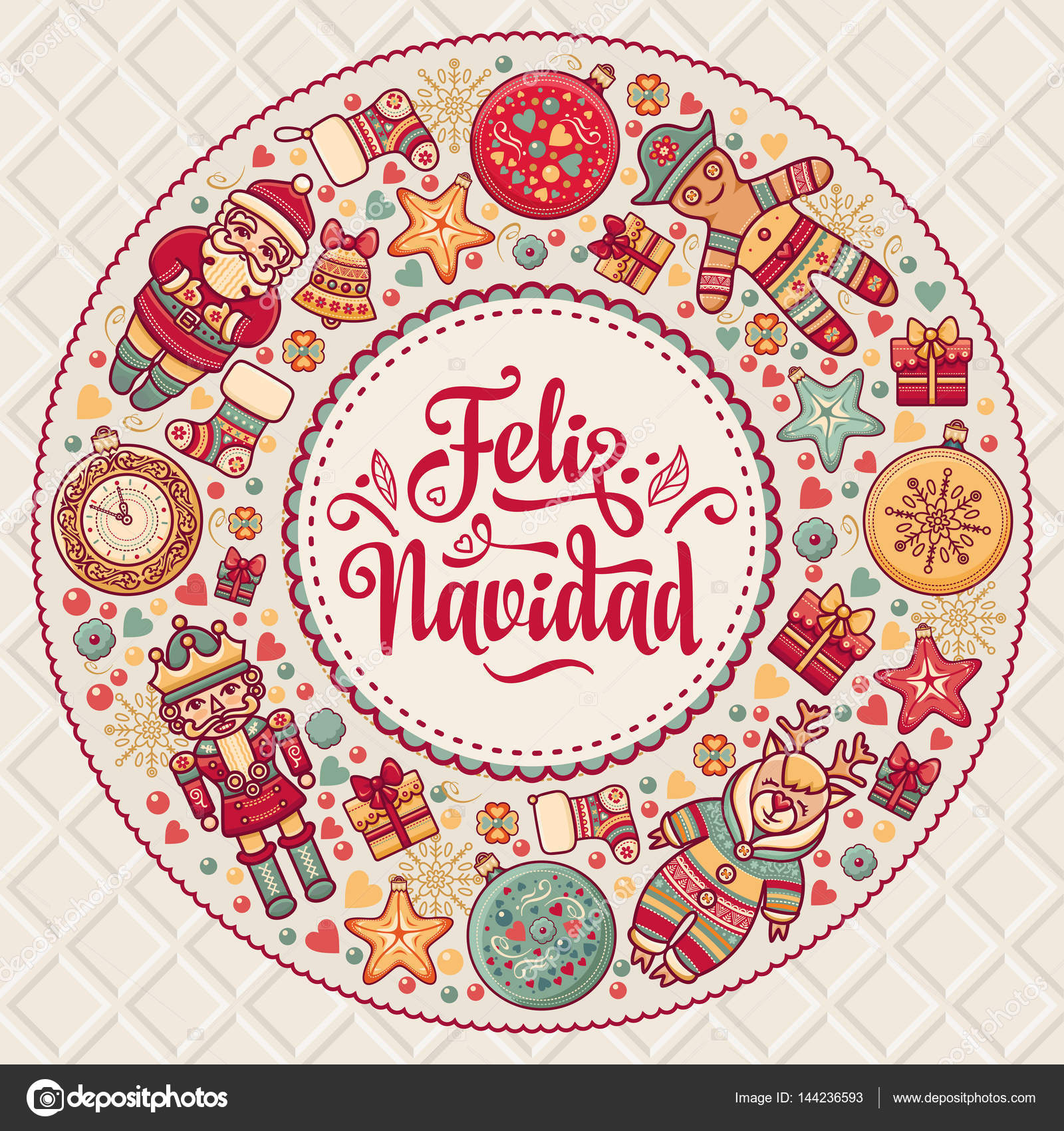 Cartão de natal em espanhol tradução em inglês feliz natal ilustração em  vetor de saudação de natal