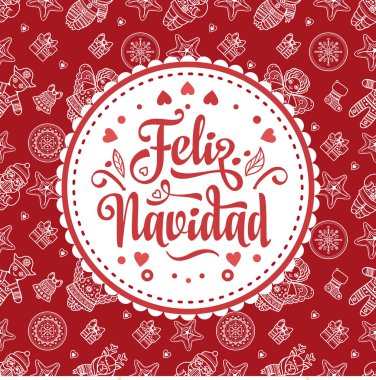 Feliz navidad. İspanyolca dil kartında Xmas.