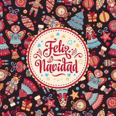 Feliz navidad. İspanyolca dil kartında Xmas.