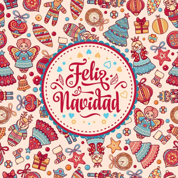 Feliz navidad. Tarjeta de Navidad en español . — Archivo Imágenes Vectoriales