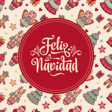 Feliz navidad. İspanyolca dil kartında Xmas.