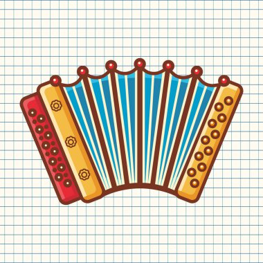 Accordion. Musical instrument for kid. Baby toy. Cartoon style.  clipart