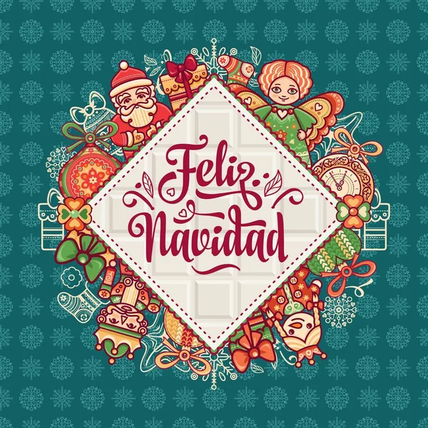 Feliz navidad. Tarjeta de Navidad en español . — Archivo Imágenes Vectoriales