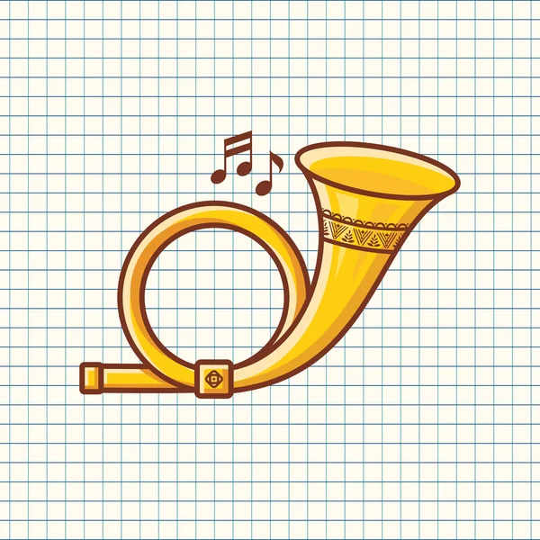 Le klaxon. Instrument de musique pour enfant. Jouet bébé. Cartoon style . — Image vectorielle