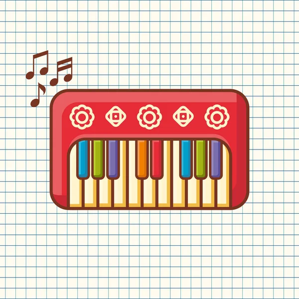 Piano. Instrument de musique pour enfant. Jouet bébé. Cartoon style . — Image vectorielle
