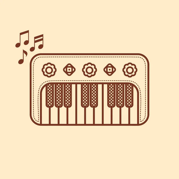 Piano. Muziekinstrument voor jong geitje. Baby speelgoed. Cartoon stijl. — Stockvector