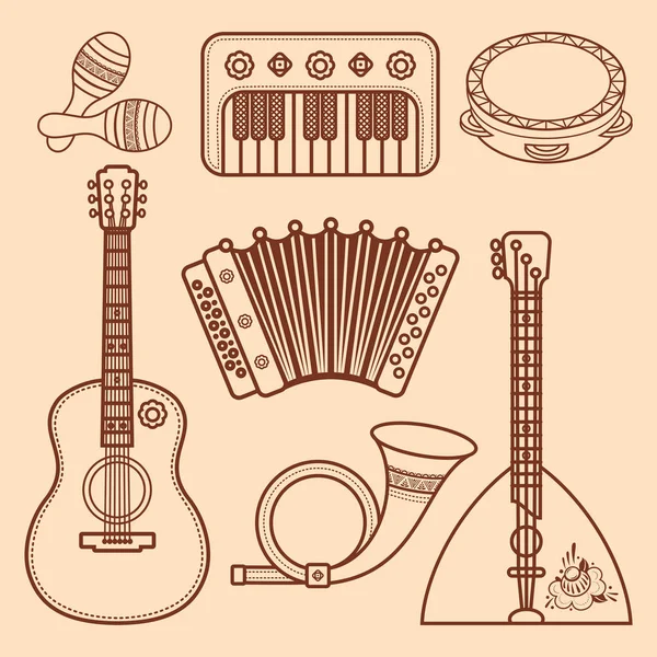 Instrumentos musicales. Juguetes para niños. Conjunto . — Vector de stock