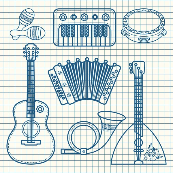 Musical instruments. Children's toys. Set. — Stock Vector