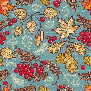 Seamless modeli. Yaprak döken. Sonbahar yaprak süsleme. Forrest yapraklı arka plan. 