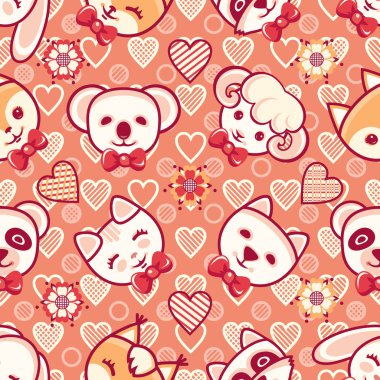 Sevimli hayvanlar. Seamless modeli. Renkli arka plan ile karakterler.