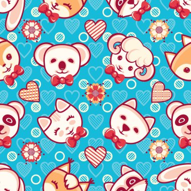Sevimli hayvanlar. Seamless modeli. Renkli arka plan ile karakterler.
