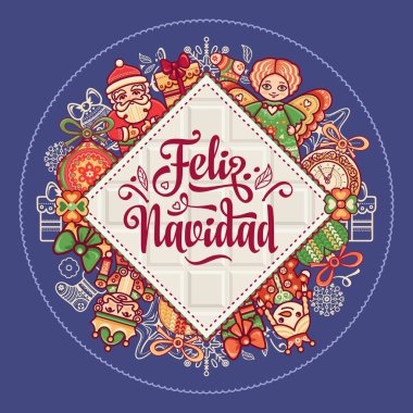 Feliz navidad. İspanyolca dil kartında Xmas.