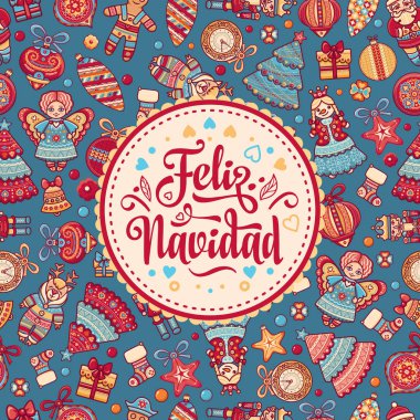Feliz navidad. İspanyolca dil kartında Xmas.
