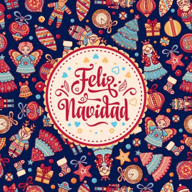 Feliz navidad. İspanyolca dil kartında Xmas.