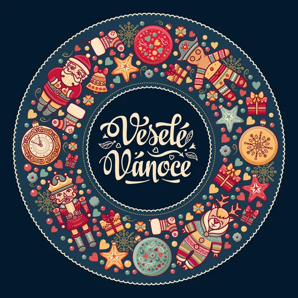Vesele vanoce - グリーティング カード。チェコ共和国のクリスマス. — ストックベクタ