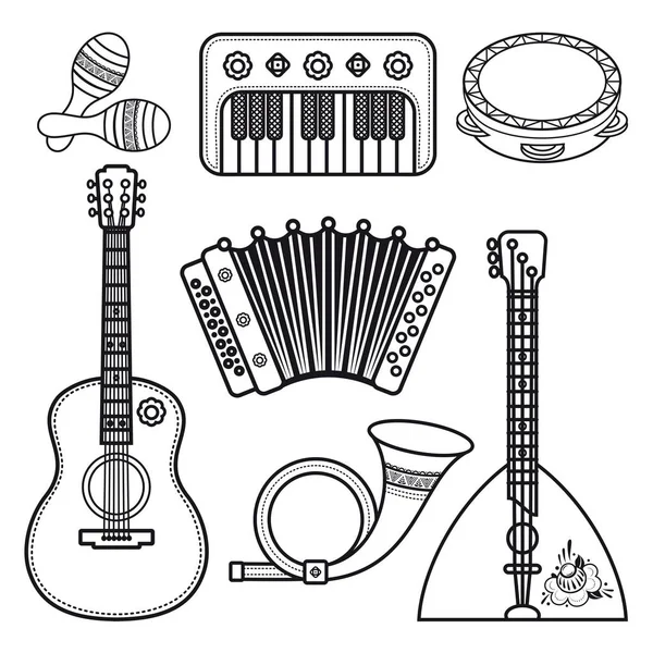 Instrumentos musicales. Juguetes para niños. Conjunto . — Vector de stock