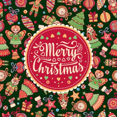 Noel. Tebrik Kartpostalı. Dekor için renkli vektör çizimler