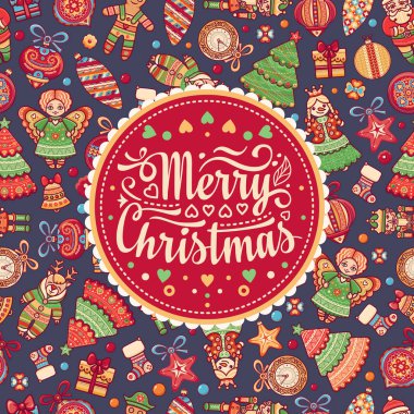 Noel. Tebrik Kartpostalı. Dekor için renkli vektör çizimler