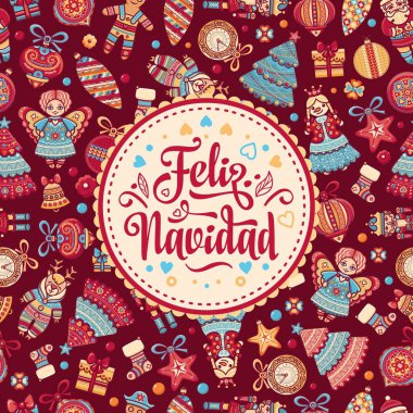 Feliz navidad. İspanyolca dil kartında Xmas.