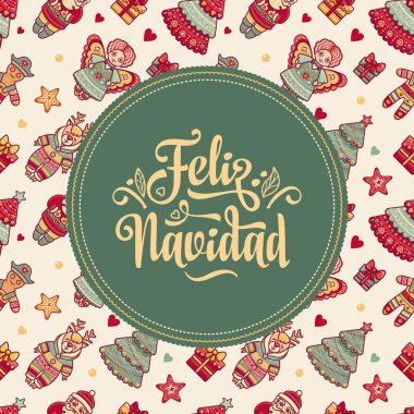 Feliz navidad. İspanyolca dil üzerinde Noel kartı. Sıcak dilek mutlu tatiller için 
