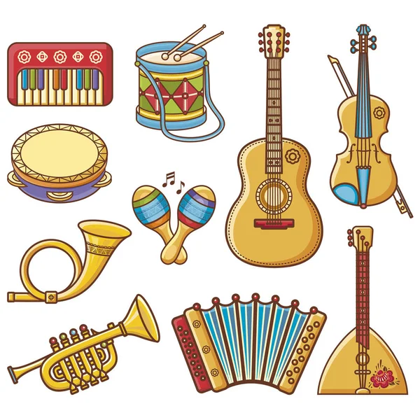 Instrumentos musicales. Diseño conjunto Monocromo vector . — Archivo Imágenes Vectoriales