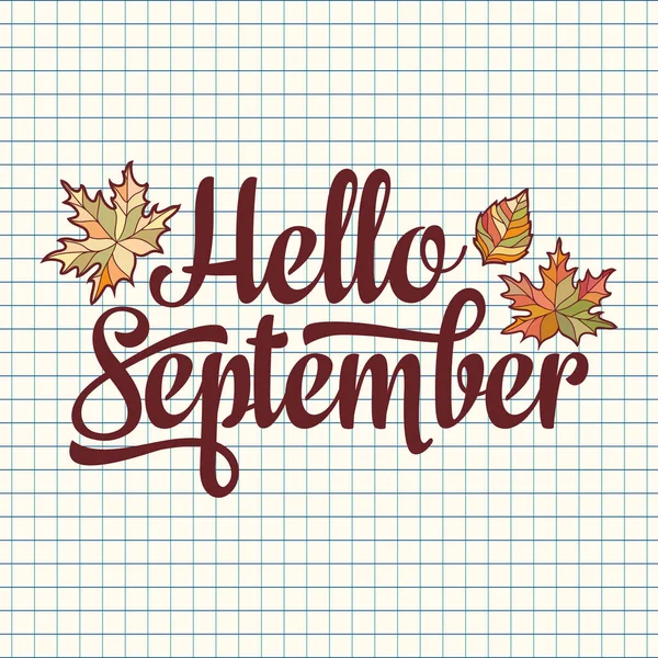 Hola Septiembre. Mensaje de mensajería. Mejor para la venta banner . — Vector de stock