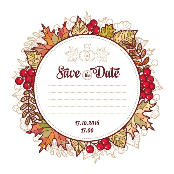 Шаблон свадебной открытки. Осенний фон. Приглашение на свадебную церемонию . — стоковый вектор