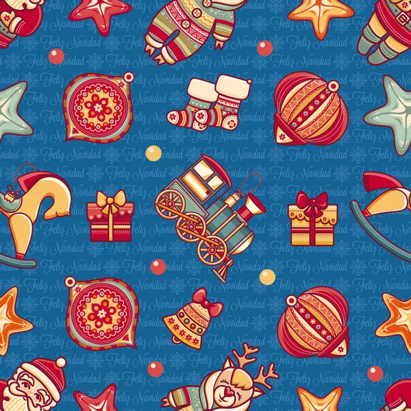 Weihnachtsspielzeug. nahtloses Muster. Hintergrund der Feiertage. — Stockvektor