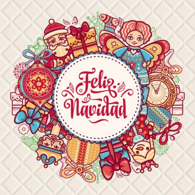 Feliz navidad. İspanyolca dil kartında Xmas.