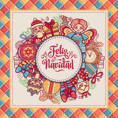 Feliz navidad. İspanya tebrik kartı. Xmas Festival arka plan. Renkli görüntü. 