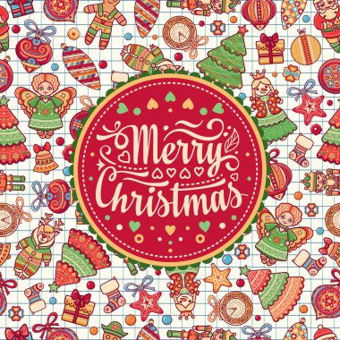 Noel. Tebrik Kartpostalı. Dekor için renkli vektör çizimler