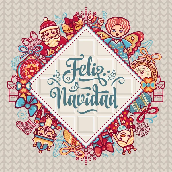 Feliz Navidad. Cartão de Natal no idioma espanhol . —  Vetores de Stock