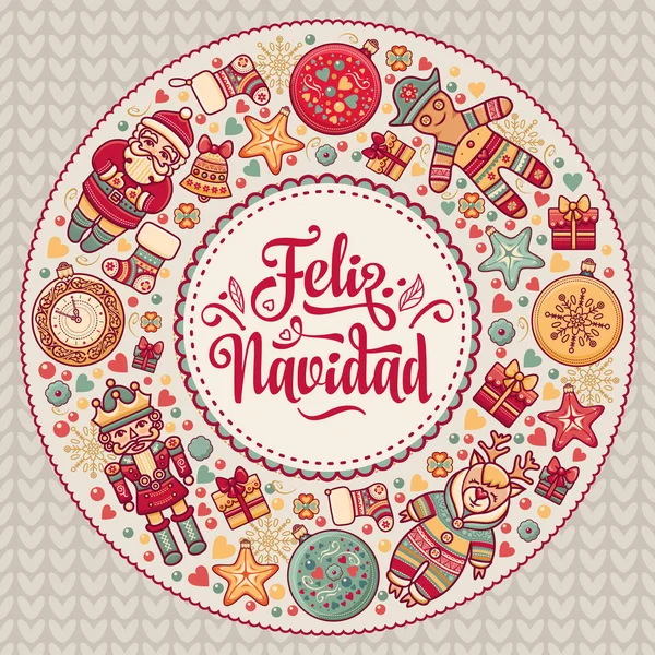 Feliz navidad. Tarjeta de Navidad en español . — Archivo Imágenes Vectoriales