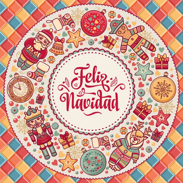 Feliz navidad. Tarjeta de Navidad en español . — Archivo Imágenes Vectoriales