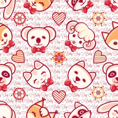 Sevimli hayvanlar. Seamless modeli. Renkli arka plan ile karakterler.