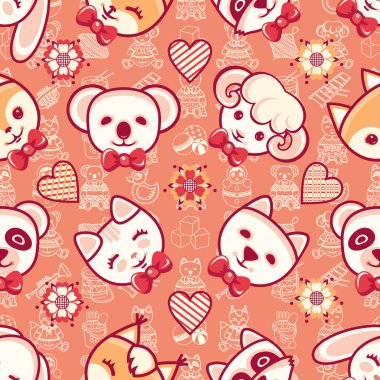 Sevimli hayvanlar. Seamless modeli. Renkli arka plan ile karakterler.