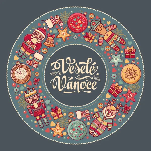 Vesele vanoce - グリーティング カード。チェコ共和国のクリスマス. — ストックベクタ