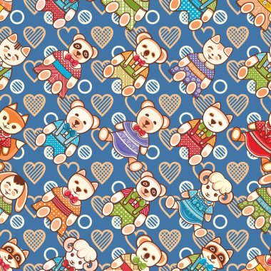 Çocuk oyuncak seamless modeli. Kartpostal, afiş, el ilanı için tasarım öğesi