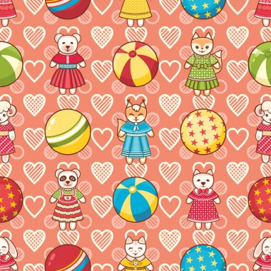 Çocuk oyuncak seamless modeli. Kartpostal, afiş, el ilanı için tasarım öğesi